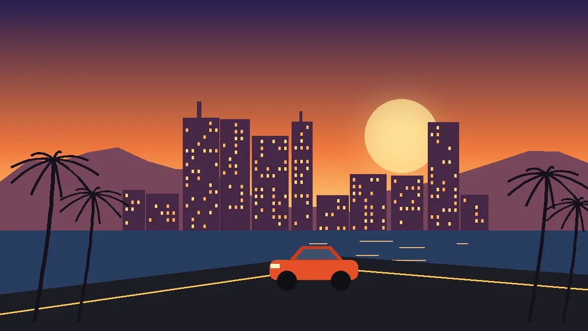Open-world city illustration inspired by GTA 5 Los Santos